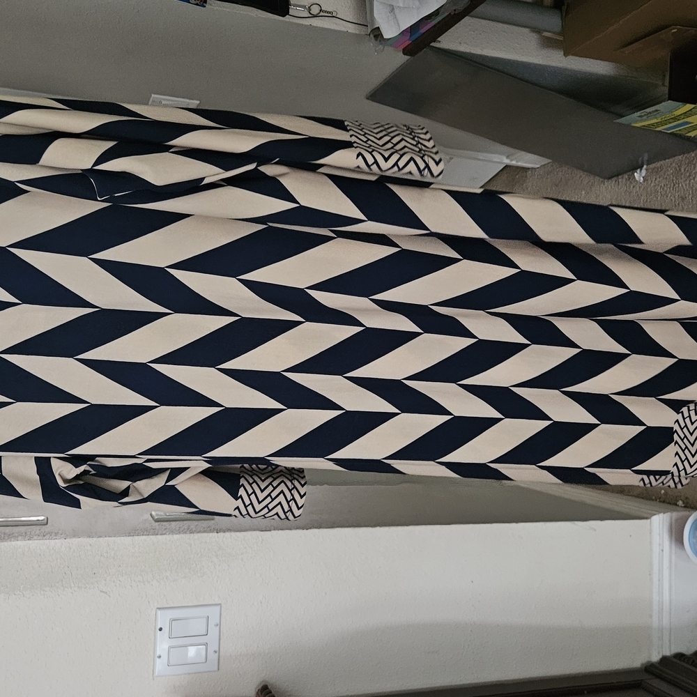 Navy and Cream Geometric Maxi Dress